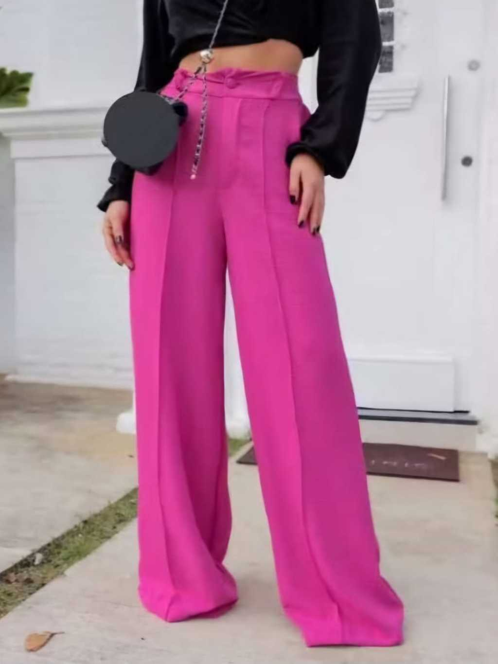 Calça Feminina Pantalona Duna com Botão e forro Tendência 2025