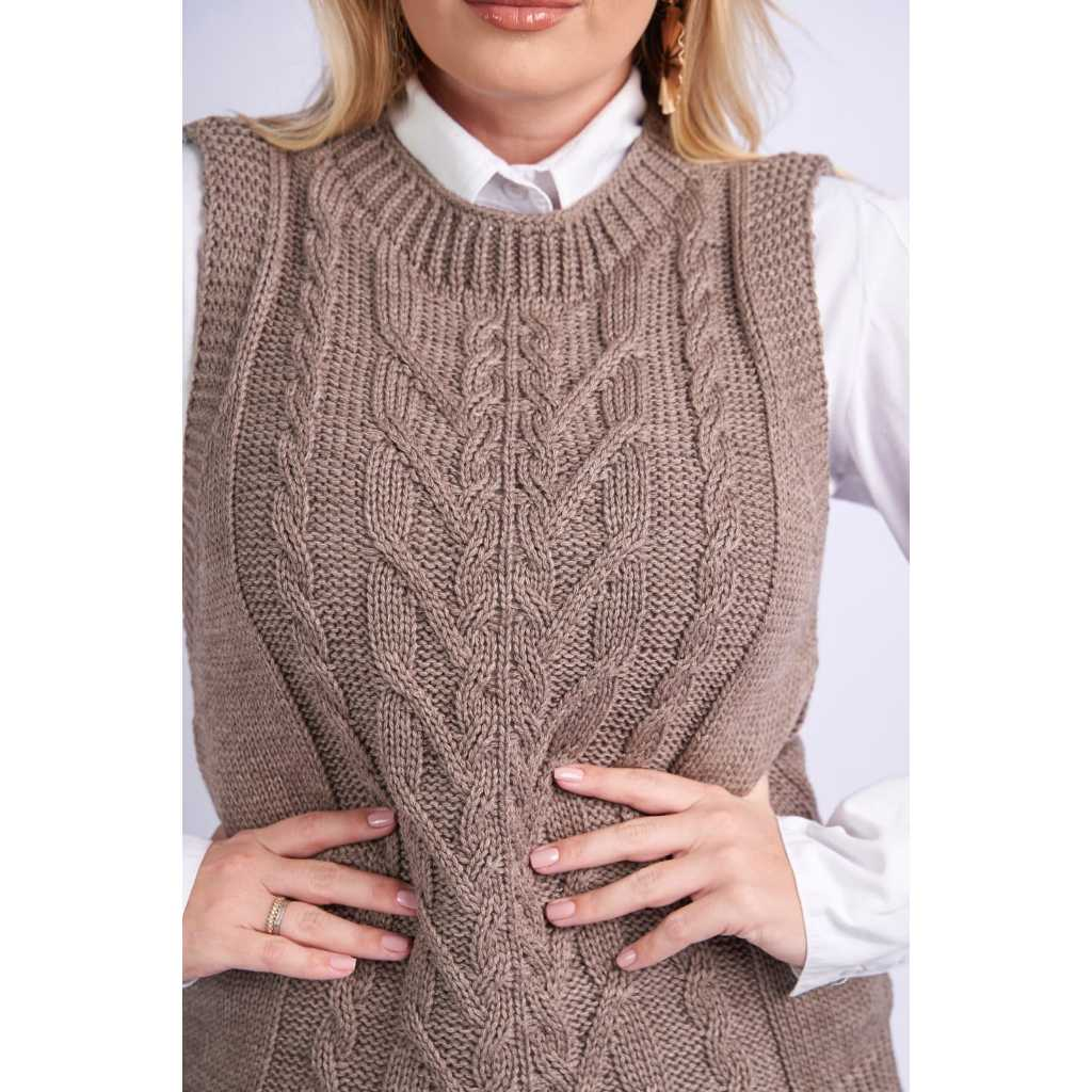 Colete Feminino Tricot com Detalhes de trança| Bella Lã Tricot®