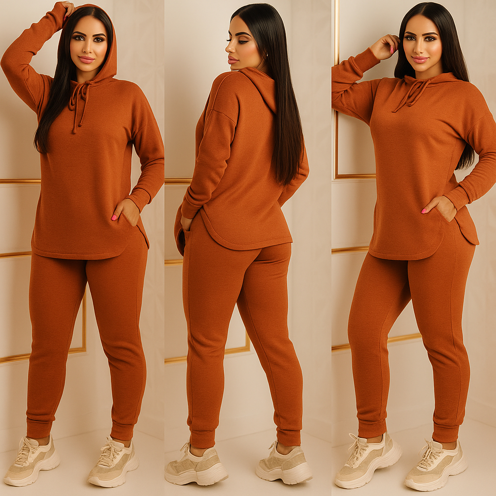 Conjunto Lanzinha mais vendidos casual capuz e cordão bolso moda feminina outono inverno 2025 despojado festa elegante