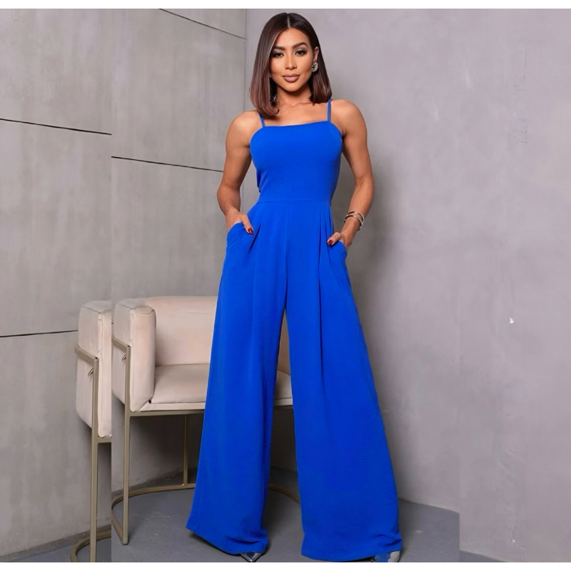 Macacão Pantalona | Tecido Duna, Alça Regulável