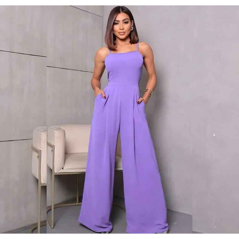 Macacão Pantalona | Tecido Duna, Alça Regulável