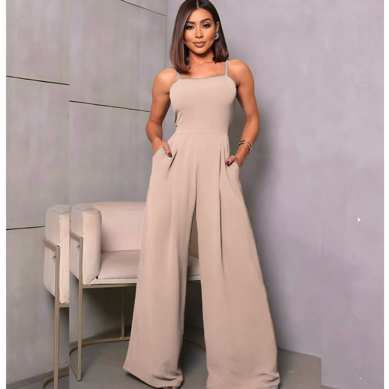 Macacão Pantalona | Tecido Duna, Alça Regulável