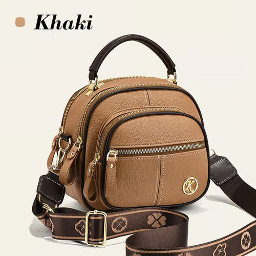 Classic Multifunctional Compartments Adjustable Wide Shoulder Strap Leather Crossbody Bag