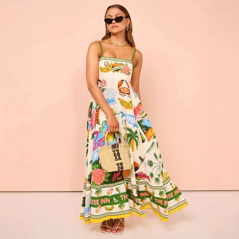 Aria Off-Shoulder Tropical Maxi Dress – Vacation-Ready Summer Styl