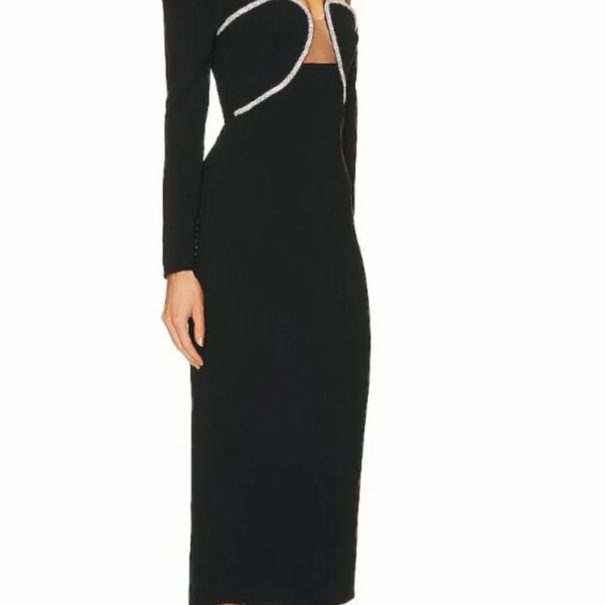 Izara Off Shoulder Rhinestone Midi Dress