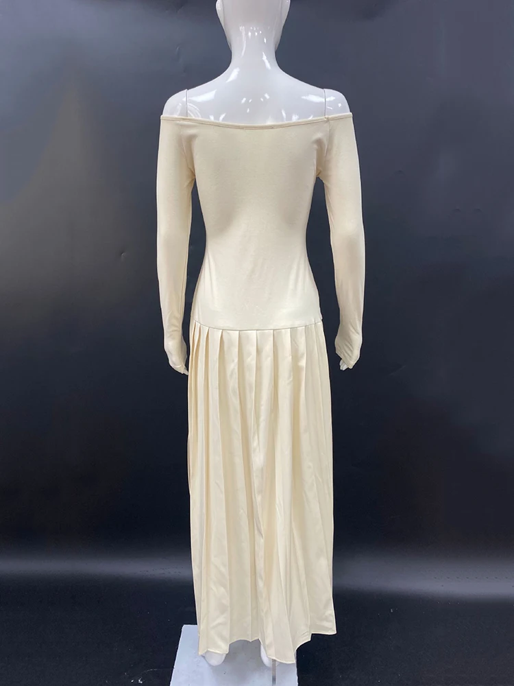 Knit Off Shoulder Maxi Dress - Ivory