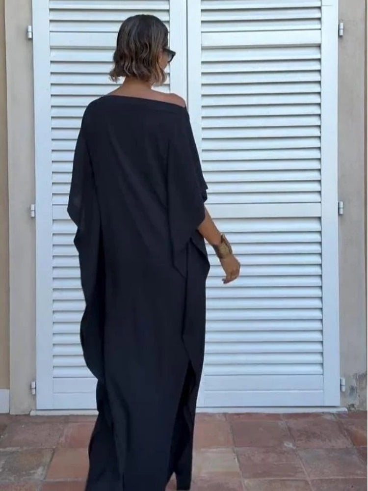 Flowing Asymmetric Caftan With Belt