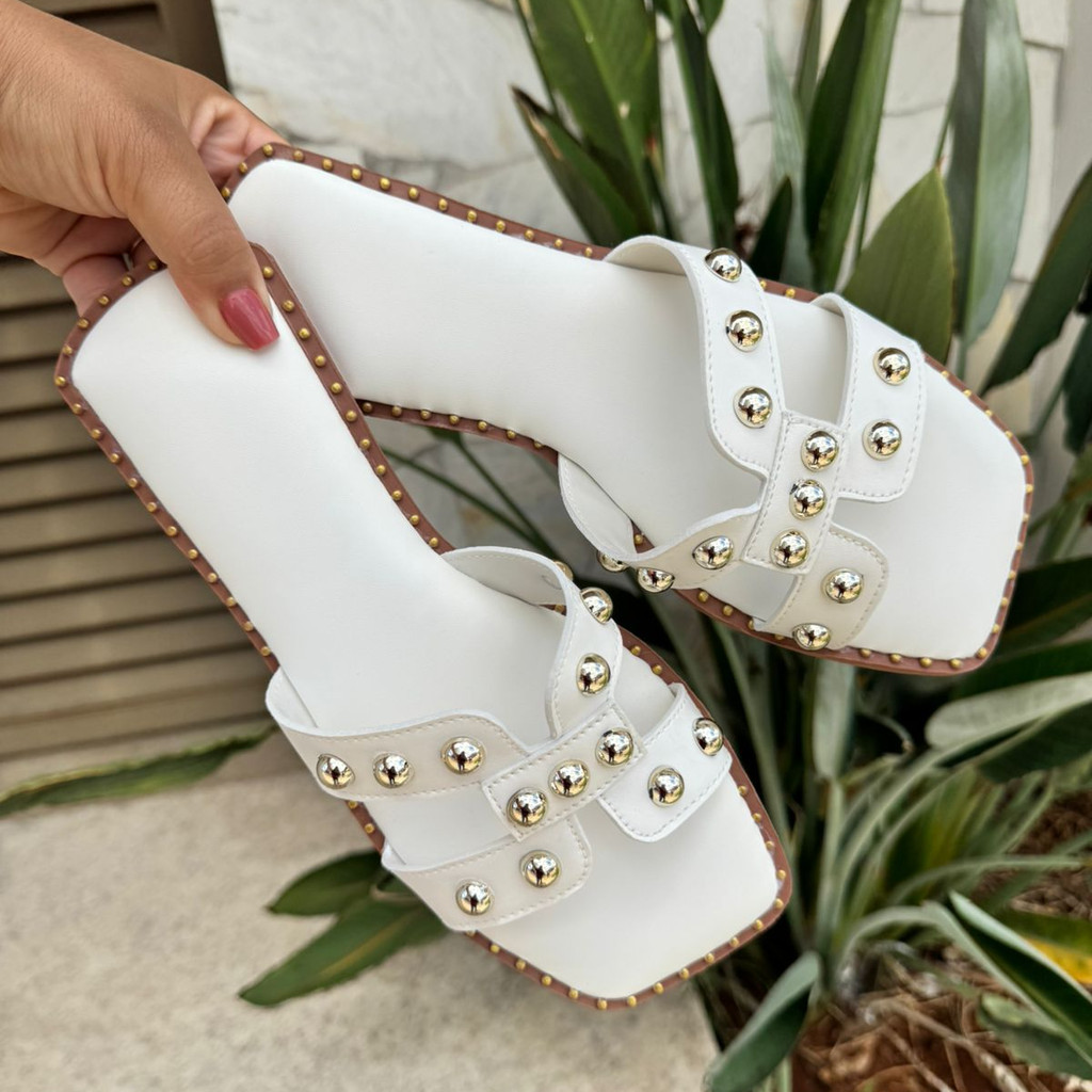 Sandália H Com Bolinhas Minimalista Elegante | Rasteirinha