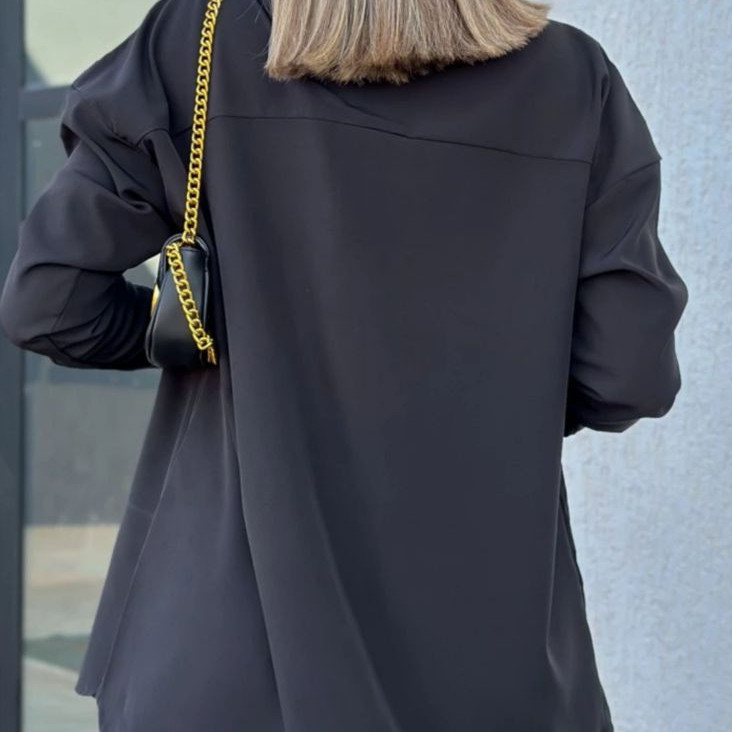 Camisa feminina manga longa social listrada risca de giz moda feminina