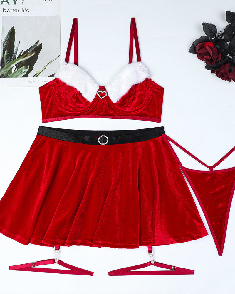 Christmas Velvet Heart Decoration Sexy Suit